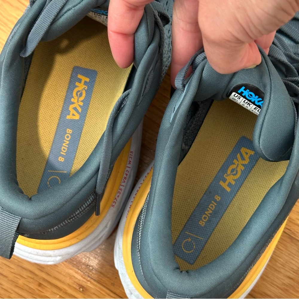 Hoka One One Mens Bondi 8 in Goblin Blue and Yellow Size 9 #P13 - Picture 12 of 13